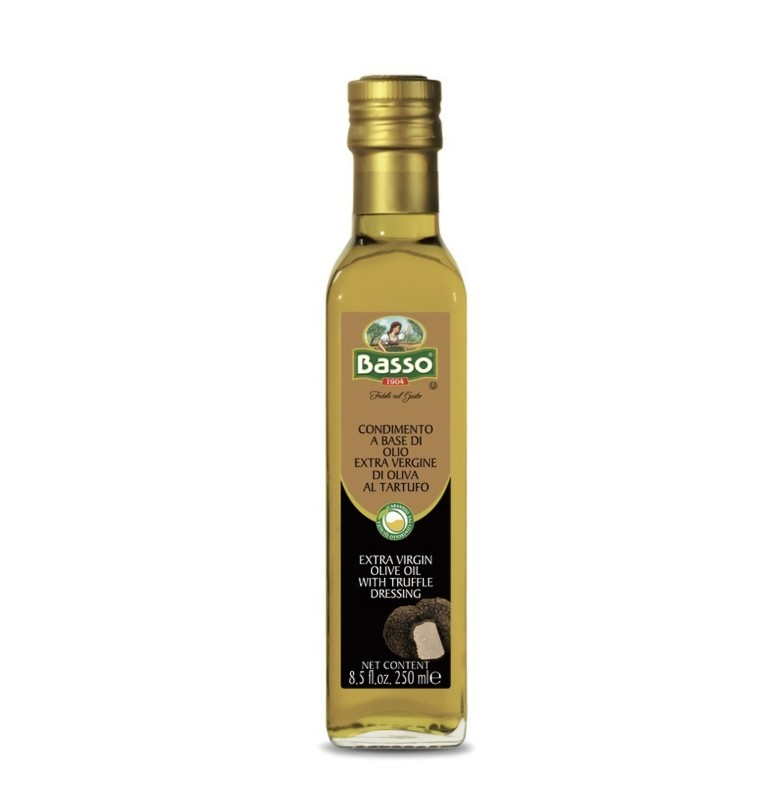 Basso Extra Virgin Olive Oil With Truffle Dressing \Minyak Zaitun Ekstra Dara Basso Dengan Pembalut Truffle, 250ml